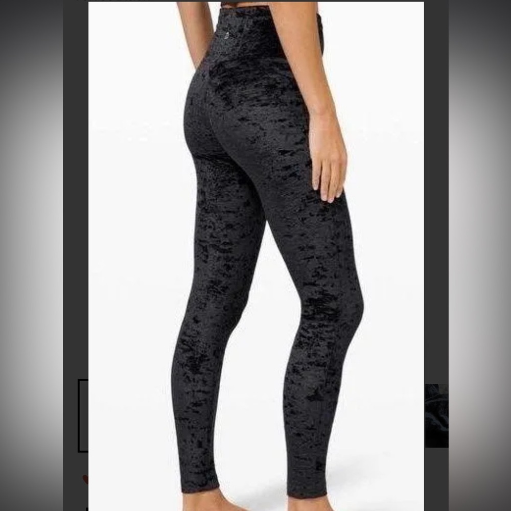 Like New Lululemon Wunder Lounge High-Rise Tight Crushed Velvet Black Size 2